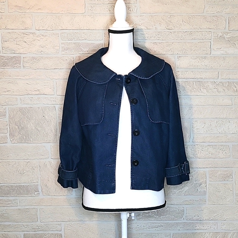 KENNETH COLE REACTION CROPPED DENIM PEACOAT